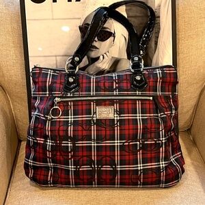 Coach Poppy Glam Tartan Plaid Tote